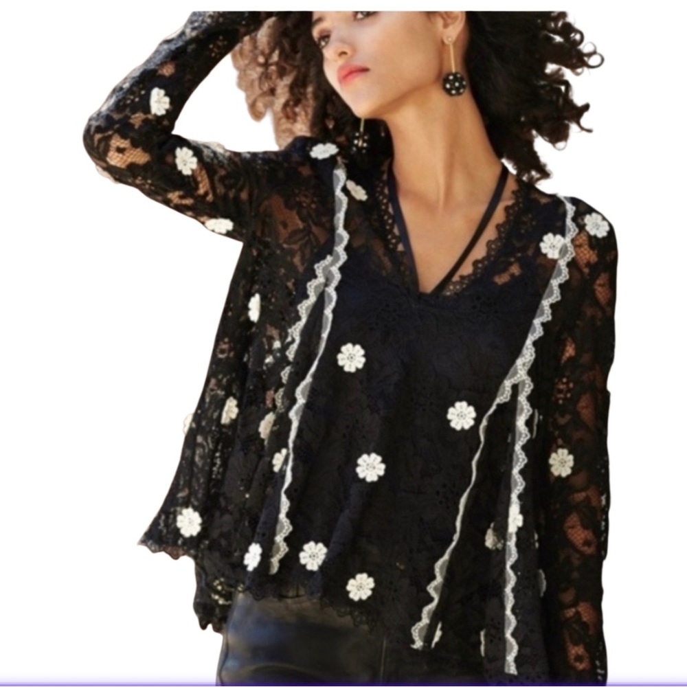 Alexis Cyndi V-Neck Semisheer Lace Top